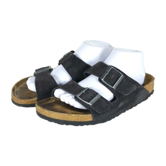 BIRKENSTOCK Arizona EU41 L10 M8 Suede Midnight Blue Soft Footbed Slide Sandals - Picture 1 of 16